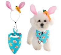 JAAQUCD Dog Easter Costume Pet Bunny Ears Headband and Egg Bandanas Set Puppy Easter Outfit Dog Rabbit Accessories Clothes for Small Medium Large Dog (Blue, Small)