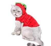 JAAQUCD Halloween Small Dog Outfit Cat Strawberry Costume Funny Dog Clothes Puppy Hoodies Pet Party Cosplay Dress up Apparel for Christmas Halloween(Red Strawberry)