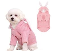 JAAQUCD Pink Pet Hoodies for Cats and Small Dogs Cute Puppy Clothes with Bunny Ears Holiday Cat Sweater Hooded Pet Outfit XS Dog Bunny Costume for Halloween Easter Christmas Parties (Pink, X-Small)