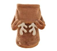 JAAQUCD Reindeer Dog Costume Christmas Small Dog Hoodies with Antlers and Plush Ears Fleece Puppy Sweatshirt Winter Cat Clothes Cold Weather Coat Pet Santa Outfit (Brown, X-Large)
