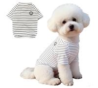 JAAQUCD Striped Small Dog T-Shirts with Short Sleeves Breathable Girl Puppy Clothes Cooling Boy Cats Outfits Sleeveless Dog Tee Shirt Lightweight Stretchy Pet Vest Shirt (White, XX-Large)