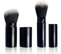 Jaasuee Retractable Kabuki Makeup Brush, Angled Travel Powder Blush Brush with Cover for Multifunctional Cosmetic Applications