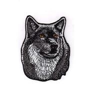 JAB Seller Iron on Patch Sew on Embroidered Application Patches Wolf Dog Husky Grey White Big Size