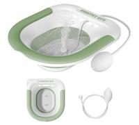 Jabaka Circle Green Wider Sitz Basin for Hemorrhoids & Postpartum Care, Perineal Soaking Bath Over Toilet Seat, Collapsible Sitz Kit for Women