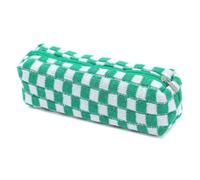 JABALUX Checked Pencil Case with Zipper, 20 x 7 x 6.5 cm, green, As shown | Checkered Pattern, Soft Fabric, Zip Closure, Makeup Bag, School and Office