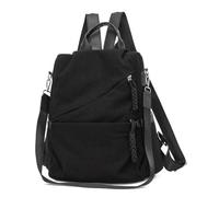 JABALUX Corduroy School Bag, 34 x 32 x 13 cm, Black, See photo, Retro | Main Compartment, 2 Front Zipped Pockets, 2 Side Pockets, Interior Zipped Pocket, Weight 1 lbs
