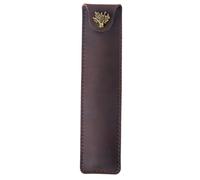 JABALUX Leather Pen Case with Tree Closure, 16.8 x 4 cm, coffee, As shown | Genuine leather, vintage design, brass closure, hand stitched, compact size