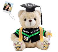 JABECODIFA 2025 Graduation Teddy Bear with Text+Photo, Personalised Bear as 2025 Graduation Gifts for Him/Her as High School Kindergarten College Graduation Gift for Girls/Boy (8 IN-Text+Photo)