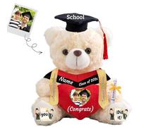 JABECODIFA 2026 Graduation Teddy Bear with Heart, Personalised Bear Plush Toys as Graduation Gift for Her Him as High School College Kindergarten Grad Day 2026 (8 IN-Text+Photo)