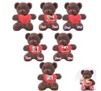 JABECODIFA 6 Pcs 12 inch Personalised Teddy Bears Bulk with Heart, Custom Bulk Teddy Bears Small Stuffed Animal with Photo Text as Personalised Gifts for Valentine Class Gift Baby Shower Decorations