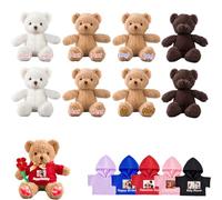 JABECODIFA 8 Pcs 12 inch Personalised Teddy Bears Bulk, Custom Bulk Teddy Bears Small Stuffed Animal with Photo Text as Class Gift Birthday Gift Baby Shower Wedding Personalised Gifts for Valentine