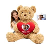 JABECODIFA Custom Giant Teddy Bear with Heart 1.7 Ft to 4 Ft, Personalised Big Teddy Bear Valentines Day 20 inch to 48 inch as Personalised Gifts Huge Bears Stuffed Animal for Birthday Anniversary