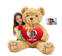 JABECODIFA Custom Giant Teddy Bear with Heart 1.7 Ft to 4 Ft, Personalised Big Teddy Bear Valentines Day 20 inch to 48 inch as Personalised Gifts Huge Bears Stuffed Animal for Birthday Anniversary