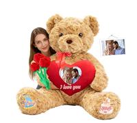 JABECODIFA Custom Giant Teddy Bear with Heart 1.7 Ft to 4 Ft, Personalised Big Teddy Bear Valentines Day 20 inch to 48 inch as Personalised Gifts Huge Bears Stuffed Animal for Birthday Anniversary