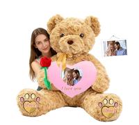 JABECODIFA Custom Giant Teddy Bear with Heart 1.7 Ft to 4 Ft, Personalised Big Teddy Bear Valentines Day 20 inch to 48 inch as Personalised Gifts Huge Bears Stuffed Animal for Birthday Anniversary