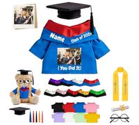 JABECODIFA Custom Graduation Bear Clothes with Photo Name, Personalised Graduation Bear Stuffed Animal Clothes Fit 8-16inch Stuffed Plush Clothing, Custom Doll Clothing Make Your Own Doll Shirt