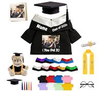 JABECODIFA Custom Graduation Bear Clothes with Photo Name, Personalised Graduation Bear Stuffed Animal Clothes Fit 8-16inch Stuffed Plush Clothing, Custom Doll Clothing Make Your Own Doll Shirt