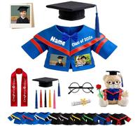 JABECODIFA Custom Graduation Teddy Bear Clothes with Photo Name, Personalised Graduation Bear Stuffed Animal Clothing Fit 8-16inch Stuffed Plush Clothes, Custom Doll Clothing Make Your Own Doll Shirt