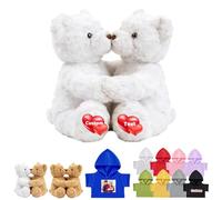 JABECODIFA Custom Teddy Bear with Photo Text, Personalised Hugging Teddy Bears Hug Bear Stuffed Animal as Personalised Gifts for Men Women Couples on Valentines' Day Birthday Christmas 2Pcs, 13inch