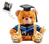 JABECODIFA Graduation Bear Class of 2025 Personalised Graduation Gift for Her Teddy Bear with Text+Photo as 2025 College High School Kindergarten Graduation Gifts 2025 (8 IN-Text+Photo)