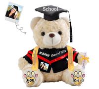 JABECODIFA Graduation Bear Class of 2025 Personalised Graduation Gift for Kids Teddy Bear with Text+Photo as 2025 College High School Kindergarten Graduation Gifts 2025 (10 IN-Text+Photo)