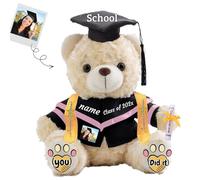 JABECODIFA Graduation Bear Class of 2025 Personalised Graduation Gift for Kids Teddy Bear with Text+Photo as 2025 College High School Kindergarten Graduation Gifts 2025 (10 IN-Text+Photo)