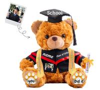 JABECODIFA Graduation Bear Class of 2026 Personalised Graduation Gift for Her Teddy Bear with Text+Photo as 2026 College High School Kindergarten Grad Gifts (8 IN-Text+Photo)