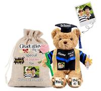 JABECODIFA Graduation Gifts 2025 Graduation Teddy Bear with Text+Photo, Personalised Bear with Rose & Graduation Gift Bag for Graduation Day 2025 as Graduation Gifts for Him Her (13 IN-Text+Photo)