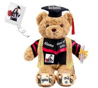 JABECODIFA Graduation Gifts 2025 Teddy Bear with Text+Photo, Personalised Bear Plush Toys as Graduation Gifts for Her Him as High School College Kindergarten Graduation Day (11 IN-Text+Photo)