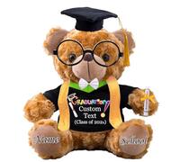 JABECODIFA Graduation Teddy Bear 2025 with Graduation Stole and Glasses, Personalised Graduation Gifts for Him & Her with Text, Bear with Bow as College Graduation Gift for Girls/Boy (8 IN-Text)