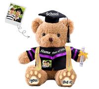 JABECODIFA Graduation Teddy Bear with Text+Photo, Personalised Bear Stuffed Animal as 2025 Graduation Gifts for Him/Her as High School Kindergarten College Graduation Gift 2025 (16 IN-Text+Photo)