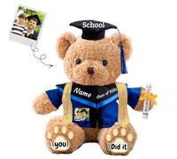 JABECODIFA Graduation Teddy Bear with Text+Photo, Personalised Bear Stuffed Animal as 2025 Graduation Gifts for Him/Her as High School Kindergarten College Graduation Gift 2025 (12 IN-Text+Photo)