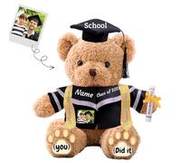 JABECODIFA Graduation Teddy Bear with Text+Photo, Personalised Bear Stuffed Animal as 2025 Graduation Gifts for Him/Her as High School Kindergarten College Graduation Gift 2025 (16 IN-Text+Photo)