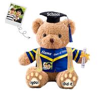 JABECODIFA Graduation Teddy Bear with Text+Photo, Personalised Bear Stuffed Animal as 2025 Graduation Gifts for Him/Her as High School Kindergarten College Graduation Gift 2025 (12 IN-Text+Photo)
