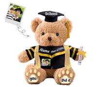 JABECODIFA Graduation Teddy Bear with Text+Photo, Personalised Bear Stuffed Animal as 2025 Graduation Gifts for Him/Her as High School Kindergarten College Graduation Gift 2025 (16 IN-Text+Photo)