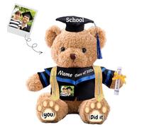 JABECODIFA Graduation Teddy Bear with Text+Photo, Personalised Bear Stuffed Animal as 2025 Graduation Gifts for Him/Her as High School Kindergarten College Graduation Gift 2025 (16 IN-Text+Photo)