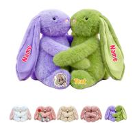 JABECODIFA Personalised Bunny Stuffed Animal for Baby, Custom Easter Hugging Bunny Plush with Photo Text Rabbit Plush as Personalised Gifts for Kids Adults on Easter Christmas Birthday 2Pcs, 10 inch