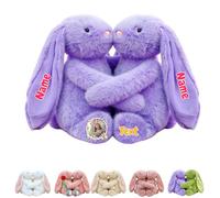 JABECODIFA Personalised Bunny Stuffed Animal for Baby, Custom Easter Hugging Bunny Plush with Photo Text Rabbit Plush as Personalised Gifts for Kids Adults on Easter Christmas Birthday 2Pcs, 10 inch