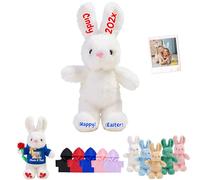 JABECODIFA Personalised Bunny Stuffed Animal for Baby, Custom Stuffed Easter Bunny Plush with Photo Text Rabbit Plush as Personalised Gifts for Kids Adults on Easter Christmas Birthday, 14 inch
