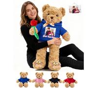 JABECODIFA Personalised Giant Teddy Bear 1.7 Ft 20 inch to 4 Ft 48 inch as Personalised Gifts for Her Him, Big Teddy Bear Stuffed Animal Plush Toy with Text Photo for Birthday Valentines Christmas