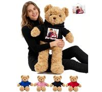 JABECODIFA Personalised Giant Teddy Bear 1.7 Ft 20 inch to 4 Ft 48 inch as Personalised Gifts for Her Him, Big Teddy Bear Stuffed Animal Plush Toy with Text Photo for Birthday Valentines Christmas