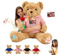 JABECODIFA Personalised Giant Teddy Bear with Voice Recording, 1.7 Ft 20 inch to 4 Ft 48 inch Custom Big Bear as Personalised Gifts Big Teddy Bears Stuffed Animal for Christmas Birthday Valentines