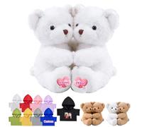 JABECODIFA Personalised Hugging Bears with Photo Text, Custom Teddy Bear Hug Teddy Bear Stuffed Animal as Personalised Gifts for Couples Friends on Valentines' Day Christmas Birthday 2Pcs, 14inch