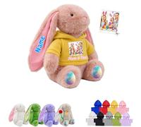 JABECODIFA Personalised Stuffed Bunny Plush with Photo Text, Custom Easter Bunny Stuffed Animal for Kids Adults Long Ear Rabbit Plush as Personalised First Easter Gifts for Baby, 10 inch