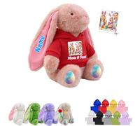 JABECODIFA Personalised Stuffed Bunny Plush with Photo Text, Custom Easter Bunny Stuffed Animal for Kids Adults Long Ear Rabbit Plush as Personalised First Easter Gifts for Baby, 10 inch