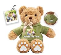 JABECODIFA Personalised Teddy Bear for Her Him Bear Plush with Custom Text+Photo, Personalised Gifts Teddy Bear with Bow as for Valentines Day Christmas Day Birthday (13-IN-Text+Photo)