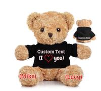 JABECODIFA Personalised Teddy Bear for Her Him, Brown Bear Stuffed Plush Toys with Text+Photo, Personalised Gifts for Christmas Valentines Day Birthday Gifts (12 inch-Text+Photo)