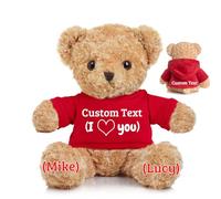 JABECODIFA Personalised Teddy Bear for Her Him, Brown Bear Stuffed Plush Toys with Text+Photo, Personalised Gifts for Christmas Valentines Day Birthday Gifts (16 inch-Text+Photo)