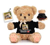 JABECODIFA Personalised Teddy Bear for Her Him, Brown Bear Stuffed Plush Toys with Text+Photo, Personalised Gifts Bear with Bow as Gifts for Christmas Valentines Day Birthday (12 inch-Text+Photo)