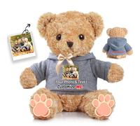 JABECODIFA Personalised Teddy Bear for Her Him, Brown Bear Stuffed Plush Toys with Text+Photo, Personalised Gifts Bear with Bow as Gifts for Christmas Valentines Day Birthday (12 inch-Text+Photo)